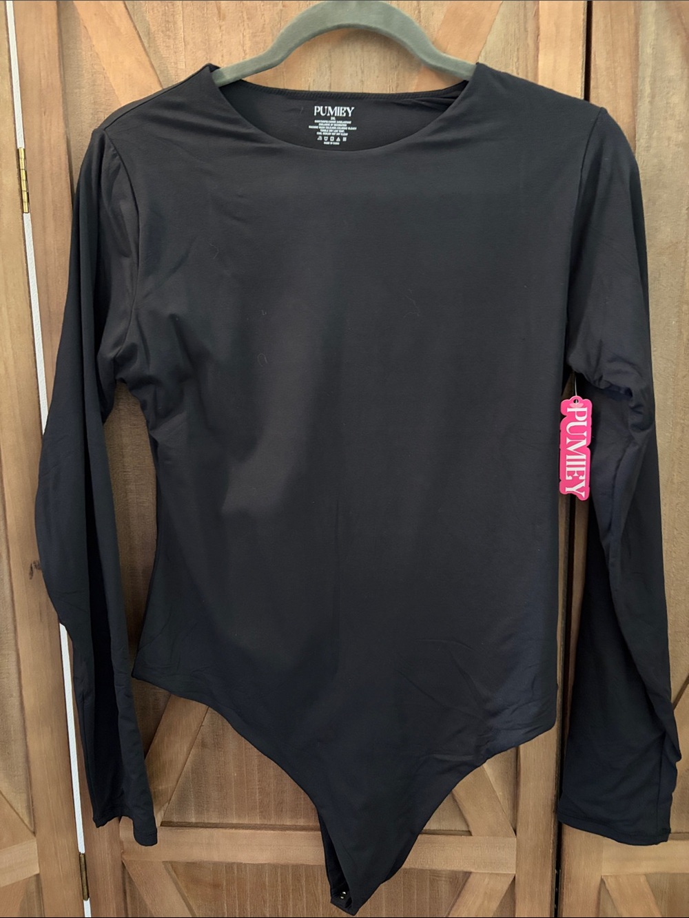 PUMIEY Black Long-Sleeve Bodysuit SIZE 2XL
